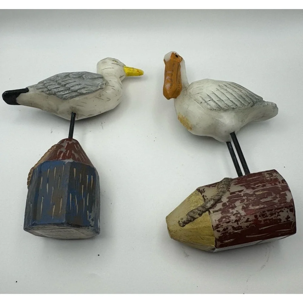 Russ Berrie Vintage Ocean Point Lot‎ Of 2 Bird Candles Wax  Beach *paint Wear*